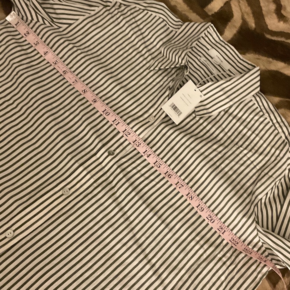 VINCE
Till Stripe Cropped Button Down Tops       Color: Off White Multi - Picture 9 of 10